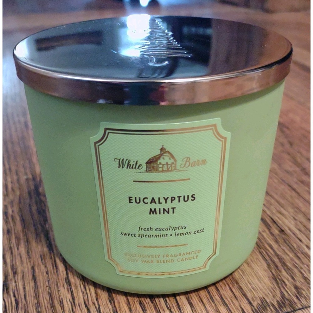 Bath & Body Works White Barn EUCALYPTUS MINT 3 Wick 14.5 Oz Scented Candle